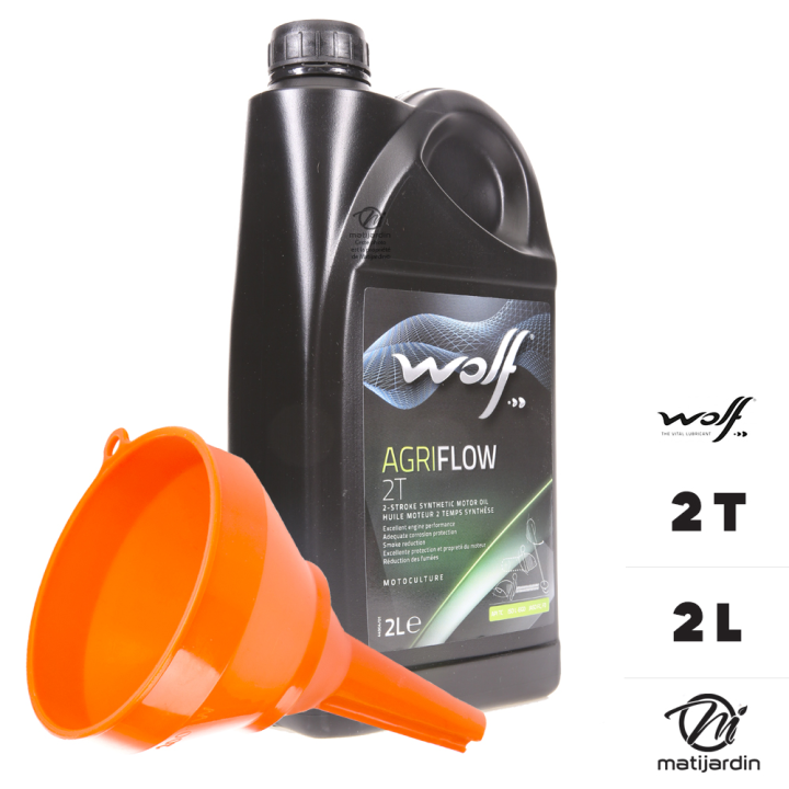 Huile de synthèse moteur 2 temps pour débroussailleuse, tondeuse, tronçonneuse. 2 Litres
