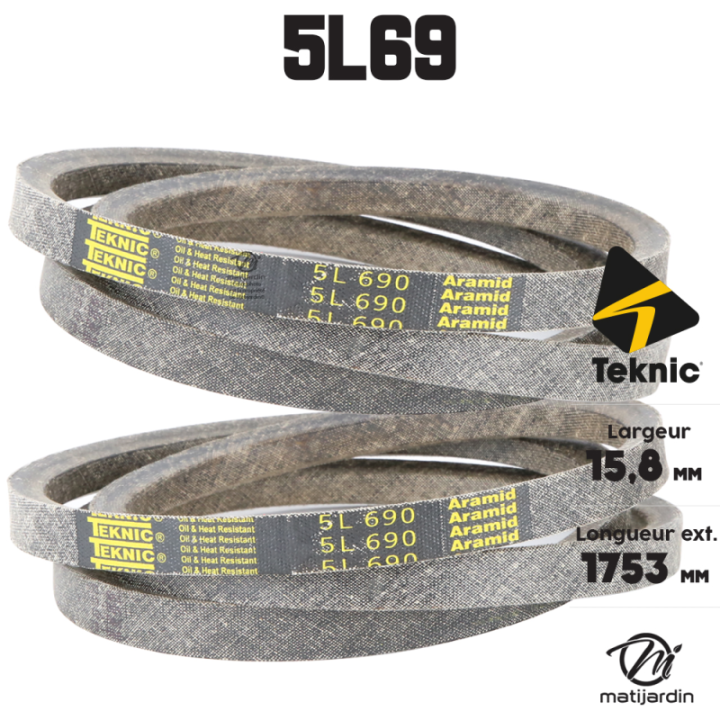 Courroie tondeuse Teknic 5L69 Kevlar Trapézoïdale - 15,8 mm x 1753 mm