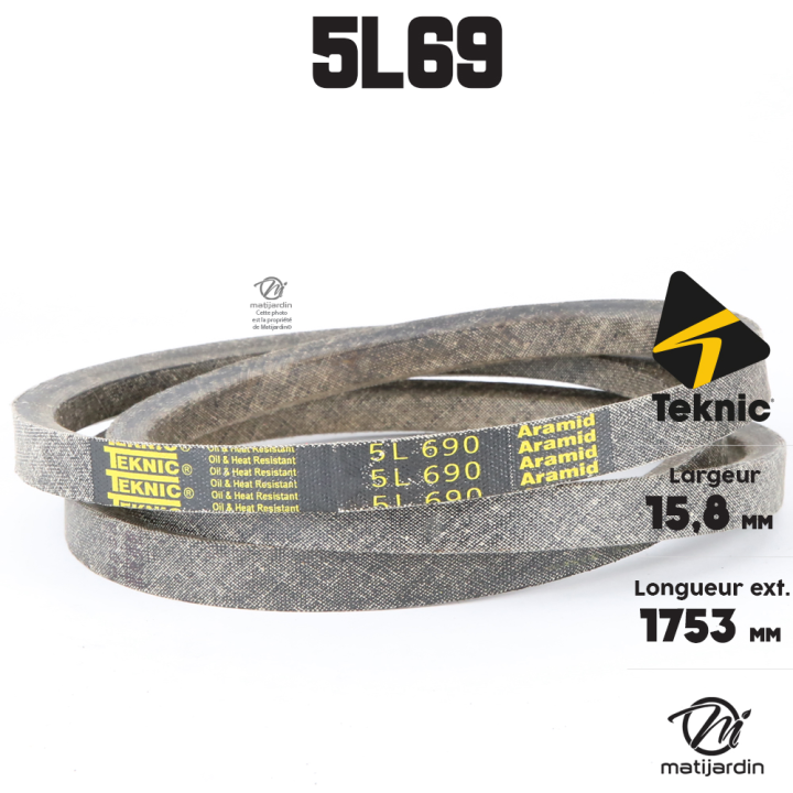 Courroie tondeuse Teknic 5L69 Kevlar Trapézoïdale - 15,8 mm x 1753 mm
