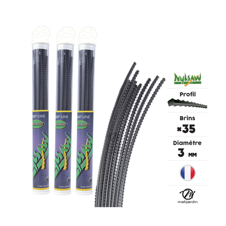 Fil débroussailleuse nylon Nylsaw 35 brins de 3 mm. Cranté. Tube. Par 3