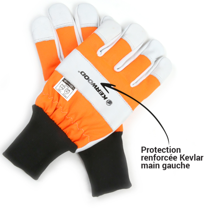 Gants tronçonneuse protection blanc taille 9. Kerwood