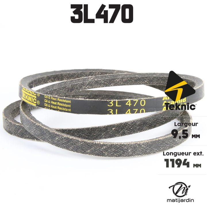 Courroie tondeuse Teknic 3L470 Kevlar Trapézoïdale - 9,5 mm x 1194 mm