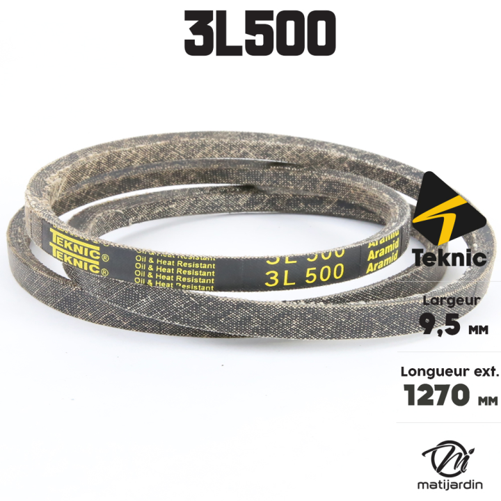 Courroie tondeuse Teknic 3L500 Kevlar Trapézoïdale - 9,5 mm x 1270 mm