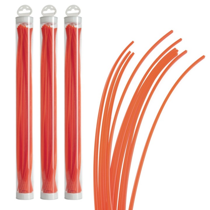 Fil nylon 26 brins de 4 mm. Carré. Orange. Tube. Par 3. Fil débroussailleuse