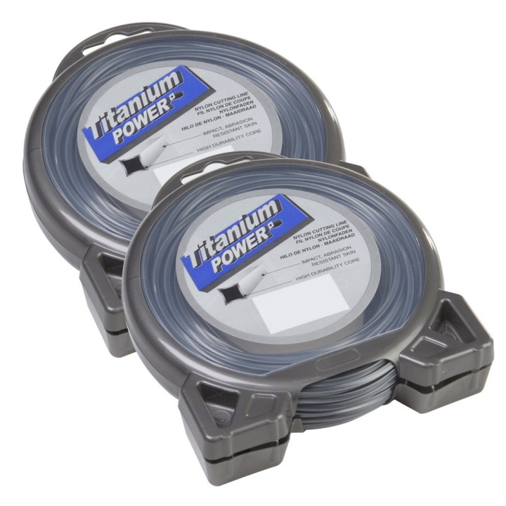 Fil Titanium 2,5 mm x 15 m carré bi-matière blister fil débroussailleuse par 2