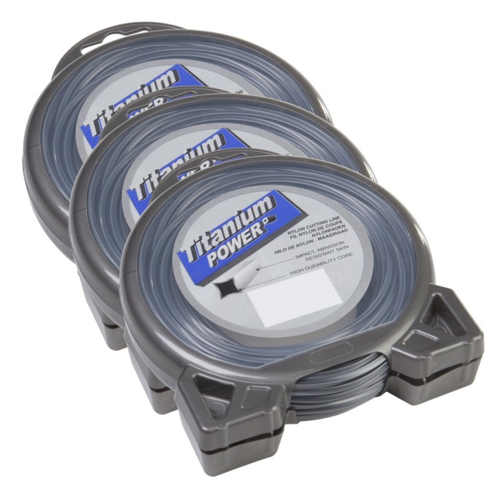 Fil Titanium 2,5 mm x 15 m carré bi-matière blister fil débroussailleuse par 3