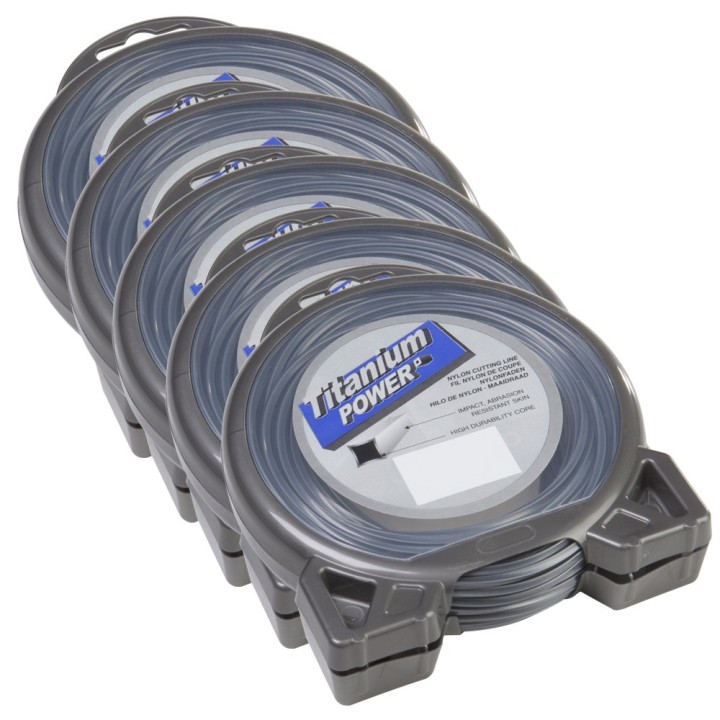 Fil Titanium 2,5 mm x 15 m carré bi-matière blister fil débroussailleuse par 5