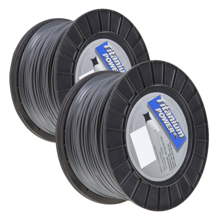 Fil Titanium 2,5 mm x 191 m. Carré. Bi-matière. Bobine. Par 2. Fil débroussailleuse