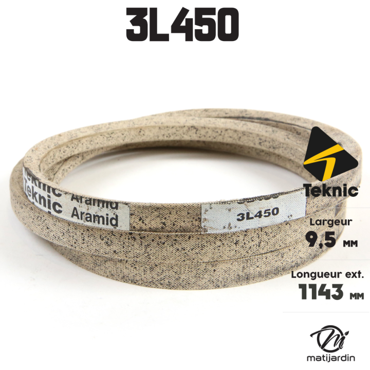 Courroie tondeuse Teknic 3L450 Kevlar Trapézoïdale - 9,5 mm x 1143 mm