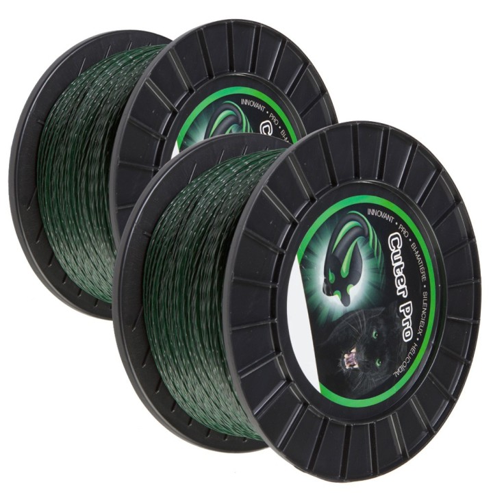 Fil nylon Cuter'Pro 3,3 mm x 139 m. Hélicoïdal. Bobine. Par 2. Fil débroussailleuse