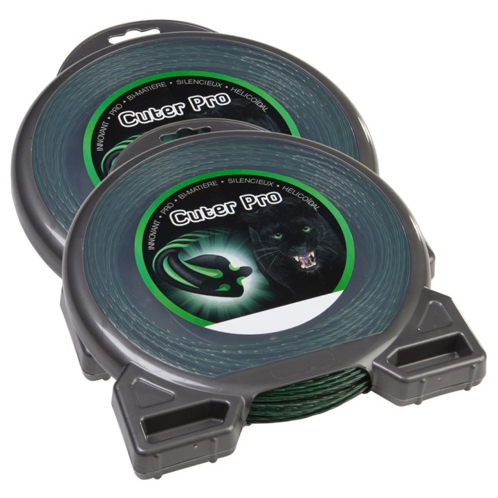 Fil nylon Cuter'Pro 4 mm x 17 m. Hélicoïdal. Blister. Par 2. Fil débroussailleuse