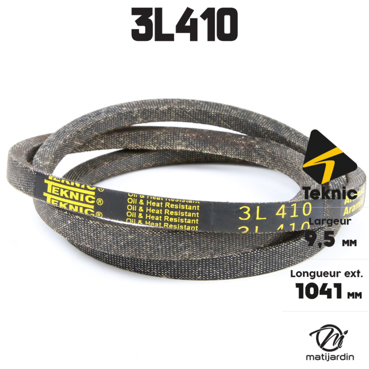 Courroie tondeuse Teknic 3L410 Kevlar Trapézoïdale - 9,5 mm x 1041 mm