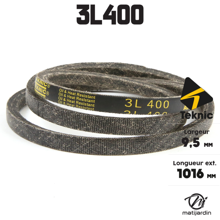 Courroie tondeuse Teknic 3L400 Kevlar Trapézoïdale - 9,5 mm x 1016 mm