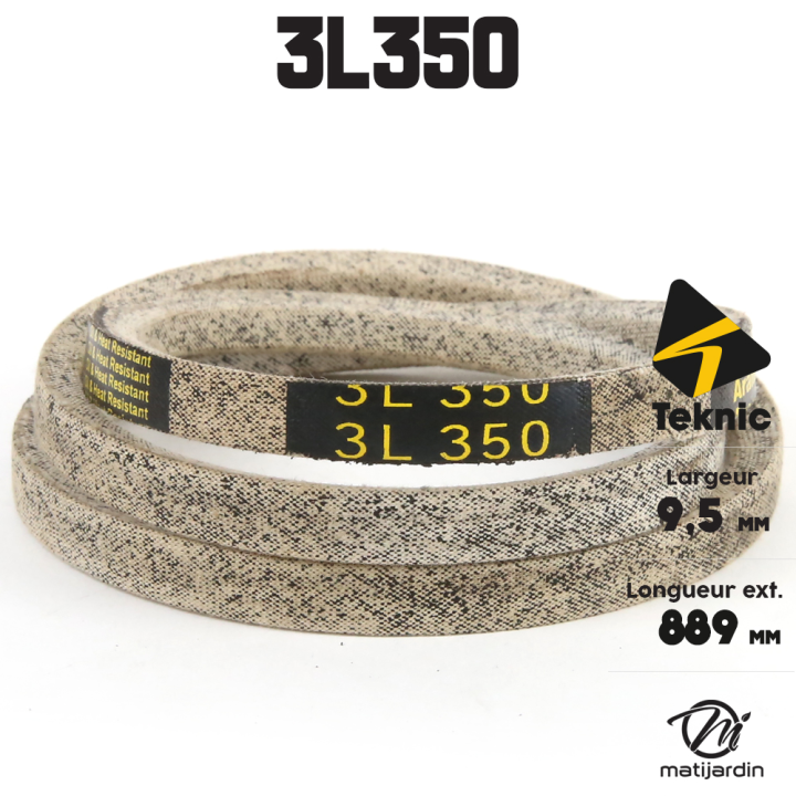 Courroie tondeuse Teknic 3L350 Kevlar Trapézoïdale - 9,5 mm x 889 mm