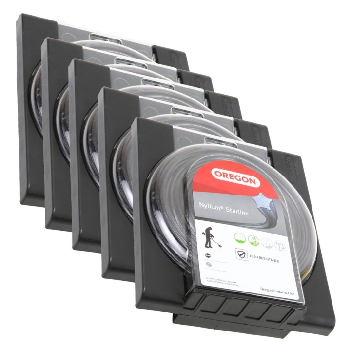 Fil nylon Oregon Nylium 1,6 mm x 15 m. Etoilé. Blister. Par 5. Fil débroussailleuse