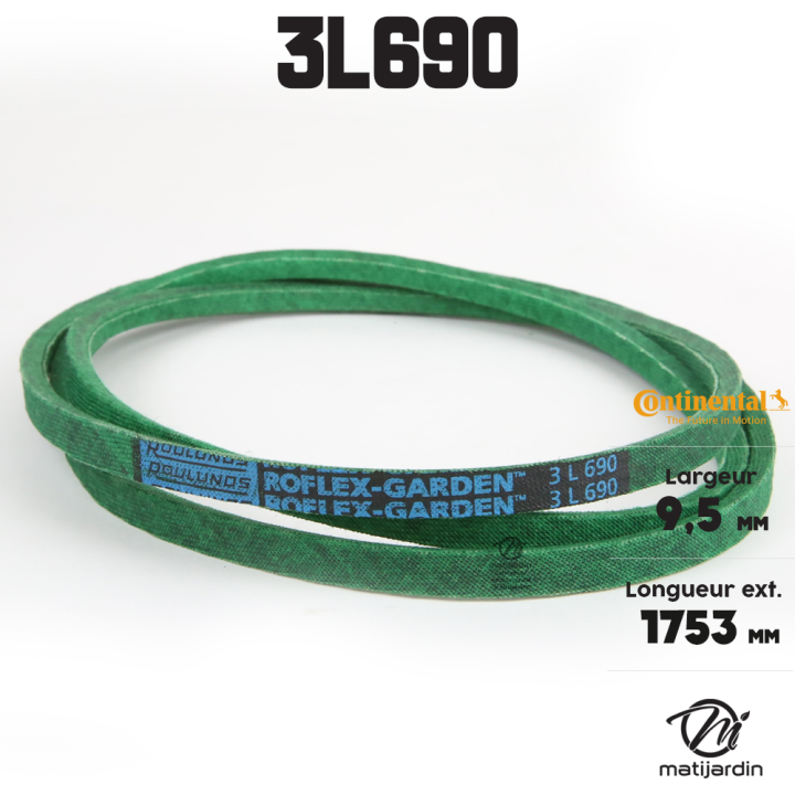 Courroie tondeuse 3L690 Continental Kevlar - 9,5 x 6 x 1753  mm