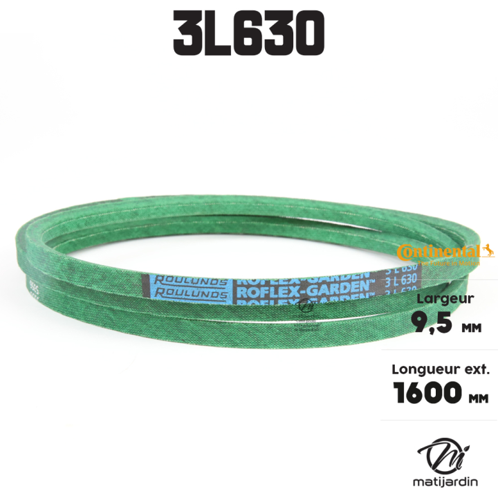 Courroie tondeuse 3L630 Continental Kevlar - 9,5 x 6 x 1600  mm