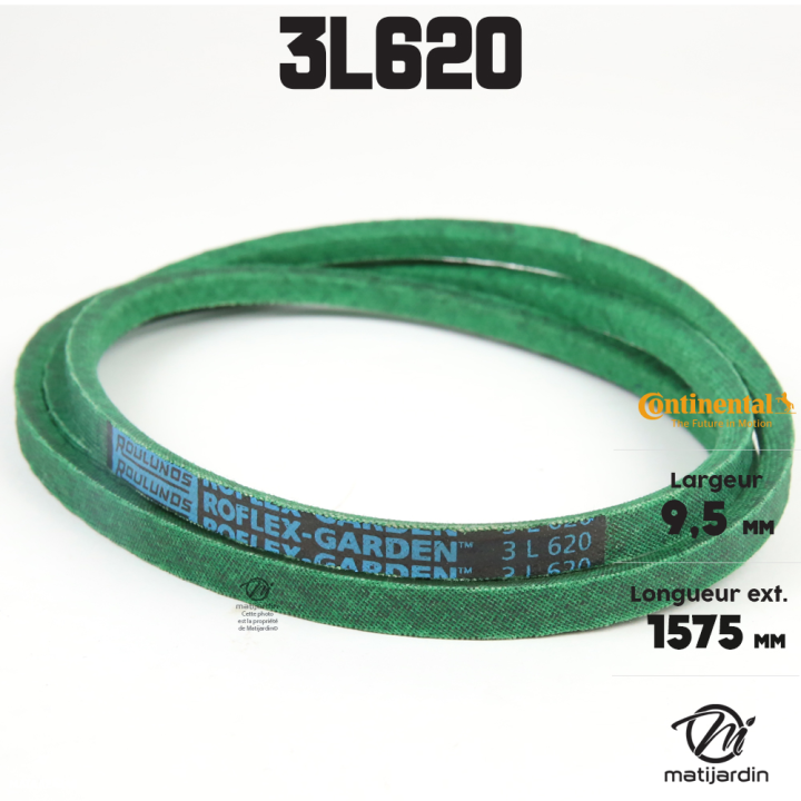 Courroie tondeuse 3L620 Continental Kevlar - 9,5 x 6 x 1575  mm