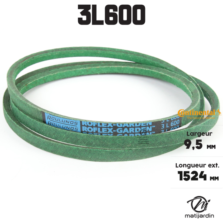 Courroie tondeuse 3L600 Continental Kevlar - 9,5 x 6 x 1524  mm