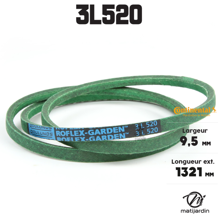 Courroie tondeuse 3L520 Continental Kevlar - 9,5 x 6 x 1321  mm