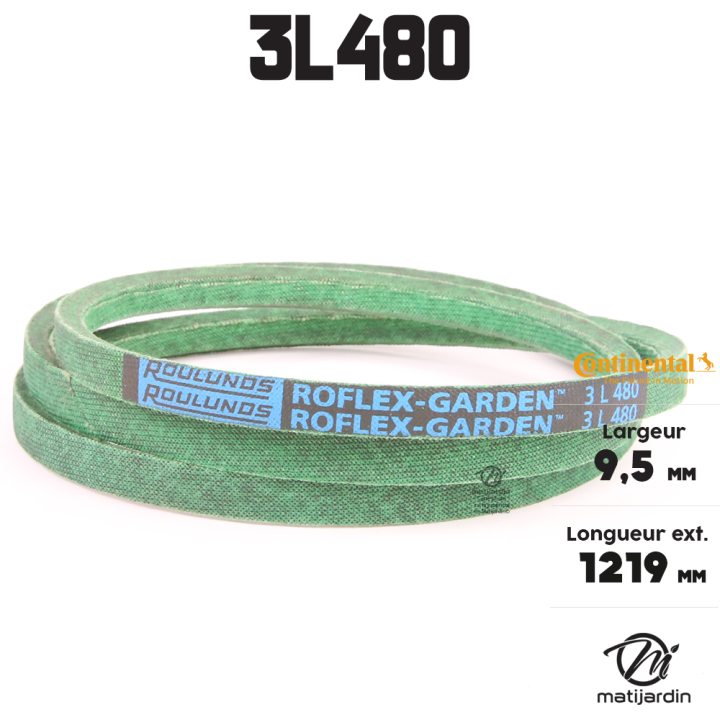 Courroie tondeuse 3L480 Continental Kevlar - 9,5 x 6 x 1219  mm