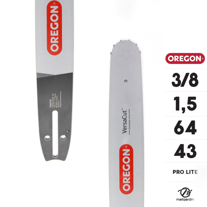Guide tronçonneuse Oregon 43 cm. 3/8" 1,5 mm 64 maillons 178SLHD009 Pro Lite