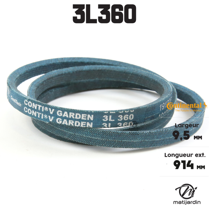 Courroie tondeuse 3L360 Continental Kevlar - 9,5 x 6 x 914  mm
