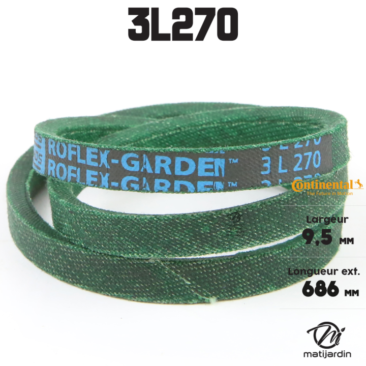 Courroie tondeuse 3L270 Continental Kevlar - 9,5 x 6 x 686 mm