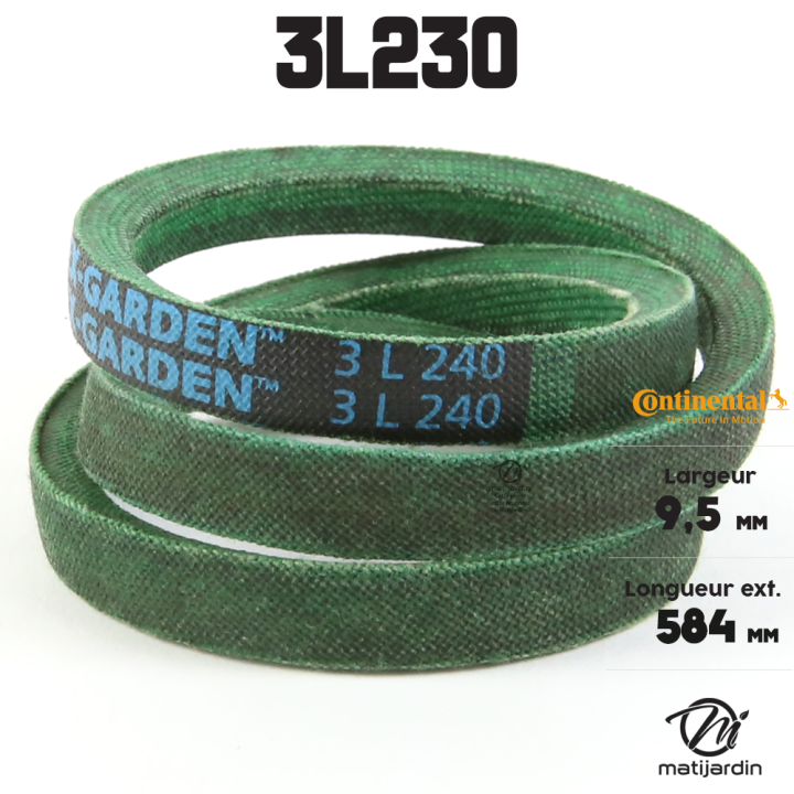 Courroie tondeuse 3L230 Continental Kevlar - 9,5 x 6 x 584 mm