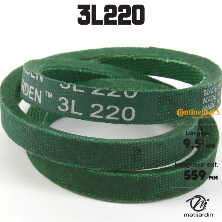Courroie tondeuse 3L220 Continental Kevlar - 9,5 x 6 x 559 mm