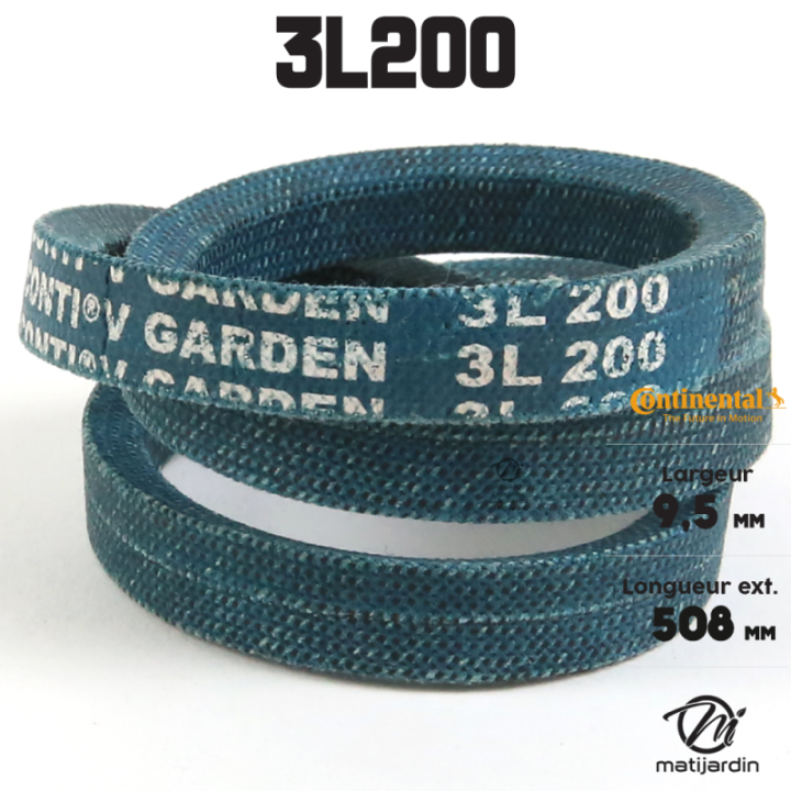 Courroie tondeuse 3L200 Continental Kevlar - 9,5 x 6 x 508  mm