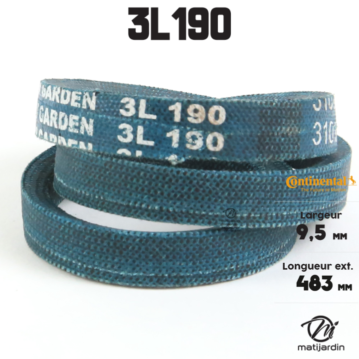 Courroie tondeuse 3L190 Continental Kevlar - 9,5 x 6 x 483  mm