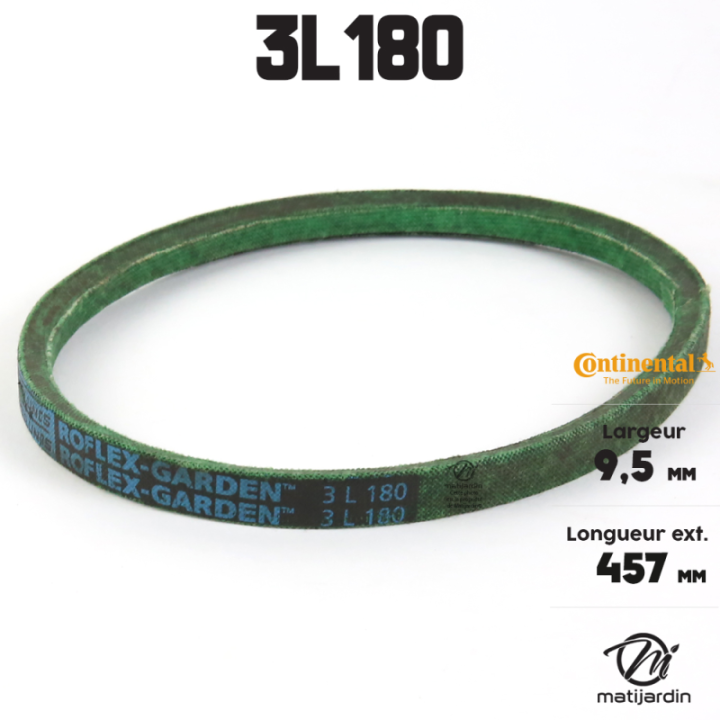 Courroie tondeuse 3L180 Continental Kevlar - 9,5 x 6 x 457  mm