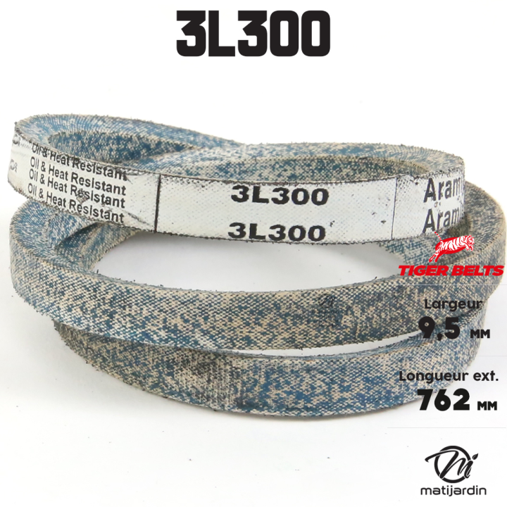 Courroie tondeuse 3L300 Tiger Belts Kevlar Trapézoïdale - 9,5 mm x 762 m