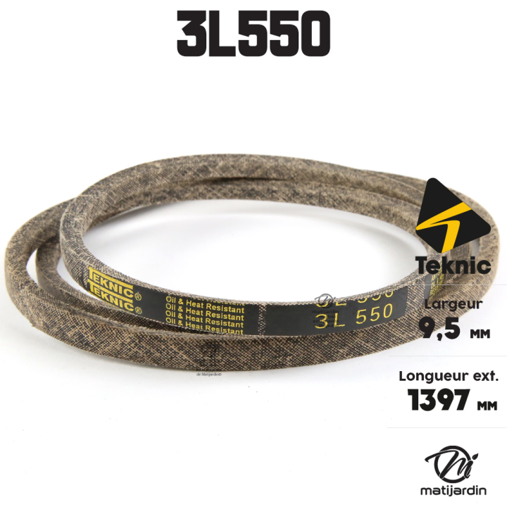 Courroie tondeuse Teknic 3L550 Kevlar Trapézoïdale - 9,5 mm x 1397 mm
