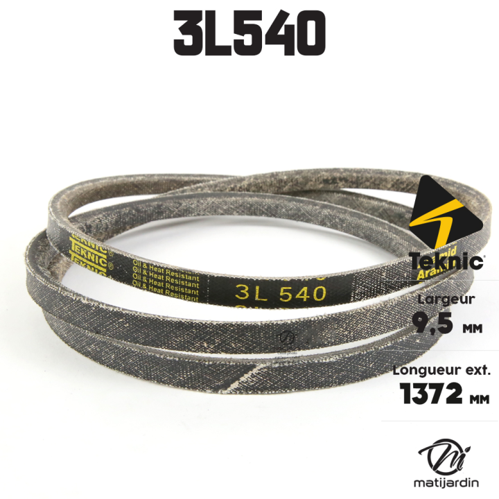 Courroie tondeuse Teknic 3L540 Kevlar Trapézoïdale - 9,5 mm x 1372 mm