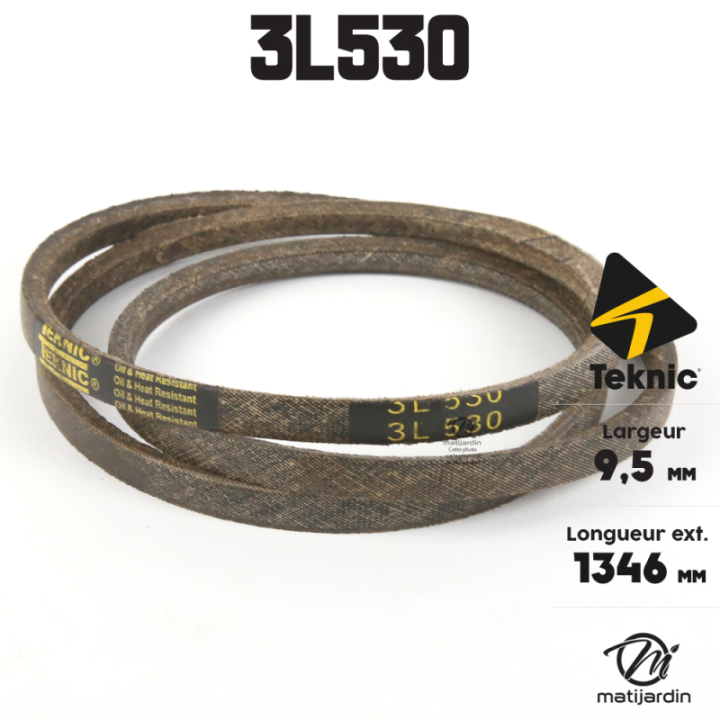 Courroie tondeuse Teknic 3L530 Kevlar Trapézoïdale - 9,5 mm x 1346 mm