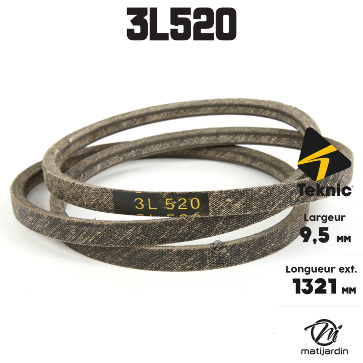 Courroie tondeuse Teknic 3L520 Kevlar Trapézoïdale - 9,5 mm x 1321 mm