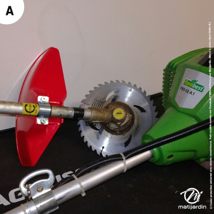 Carter de protection universel débroussailleuse avec inserts caoutchoucs. Déflecteur petit modèle