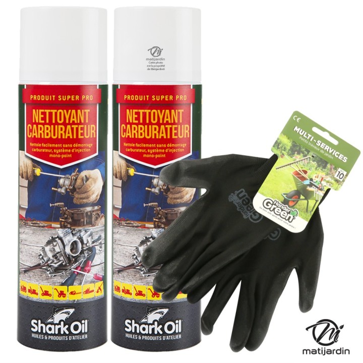 Nettoyant carburateur 500 ml Shark Oil par 2 + gants multi-services
