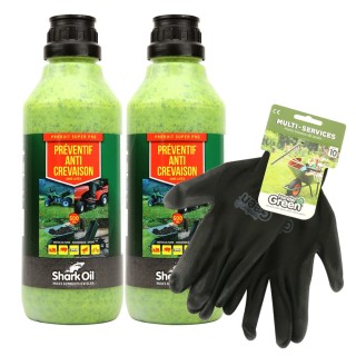 Préventif anti-crevaison Shark Oil OKO 500 ml par 2 + gants multi-services