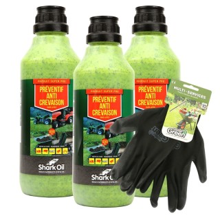 Préventif anti-crevaison Shark Oil OKO 500 ml par 3 + gants multi-services