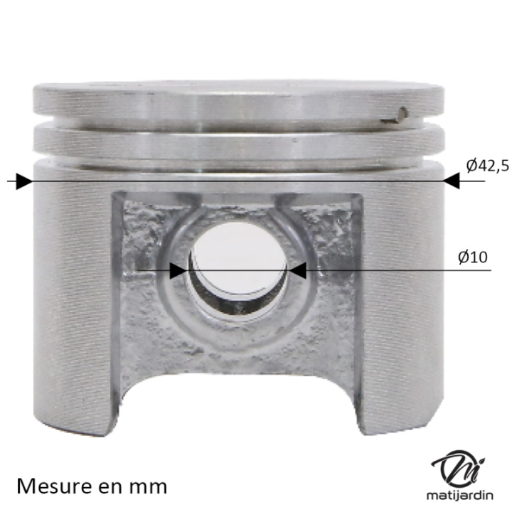 Cylindre piston adaptable pour tronçonneuse Stihl 025, MS 250. Diamètre 42,5 mm