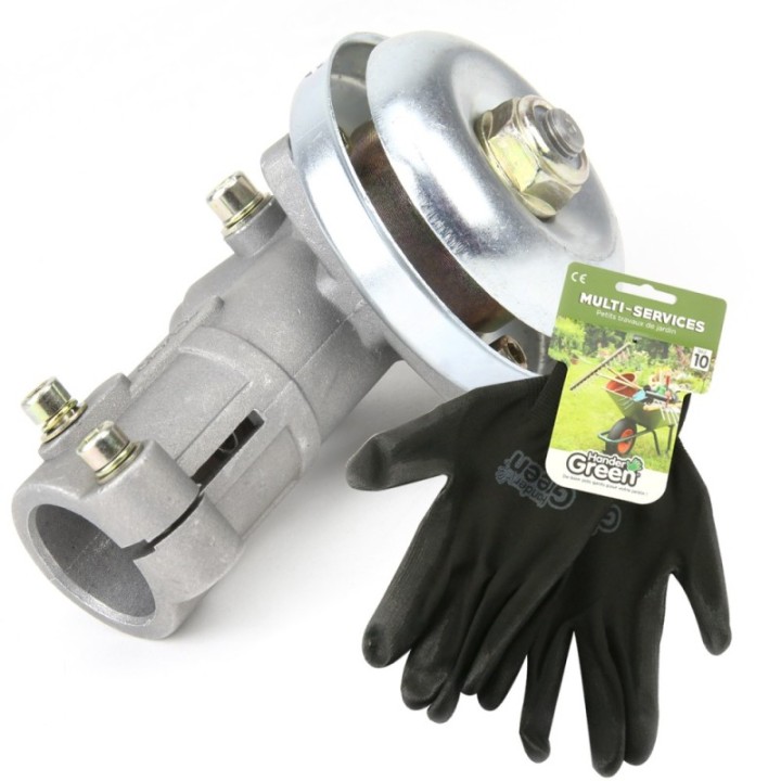 Renvoi d'angle pour débroussailleuse 9 dents + gants multi-services