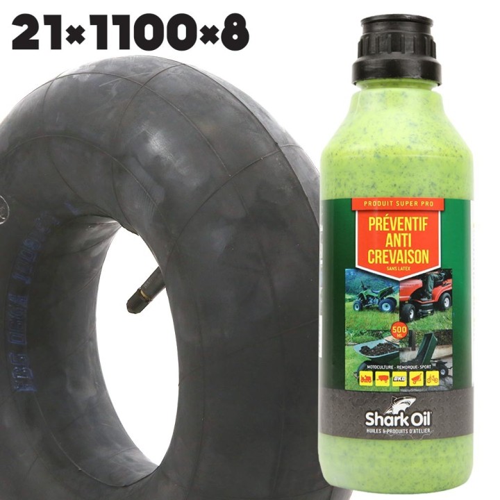 Chambre à air 22 x 1100 x 8 droite + Anticrevaison SharkOil OKO 500 ml