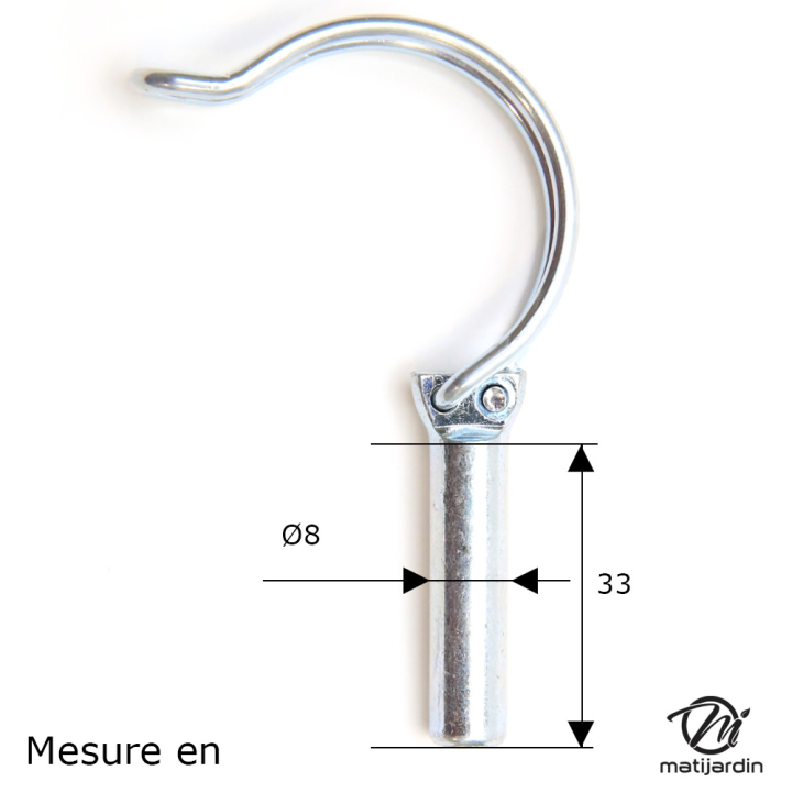 Goupille clips type fraise. Ø 8 mm x 33 mm