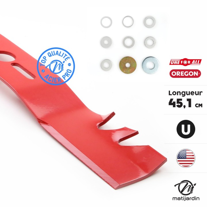 Lame tondeuse universelle mulching Oregon galbée. 45,1 cm