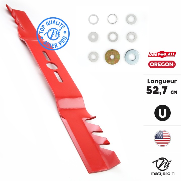 Lame tondeuse universelle mulching Oregon galbée Gator Mulcher 52,7 cm