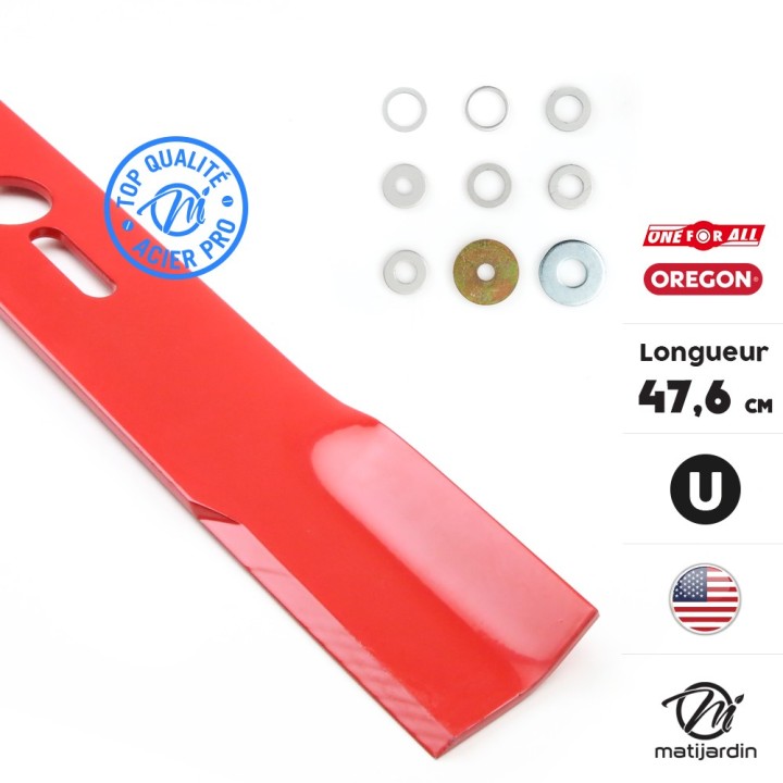 Lame tondeuse universelle Oregon droite. Coupe 47,6 cm