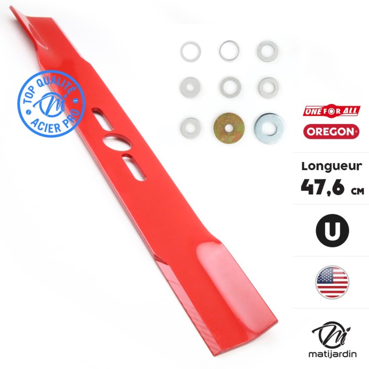 Lame tondeuse universelle Oregon droite. Coupe 47,6 cm